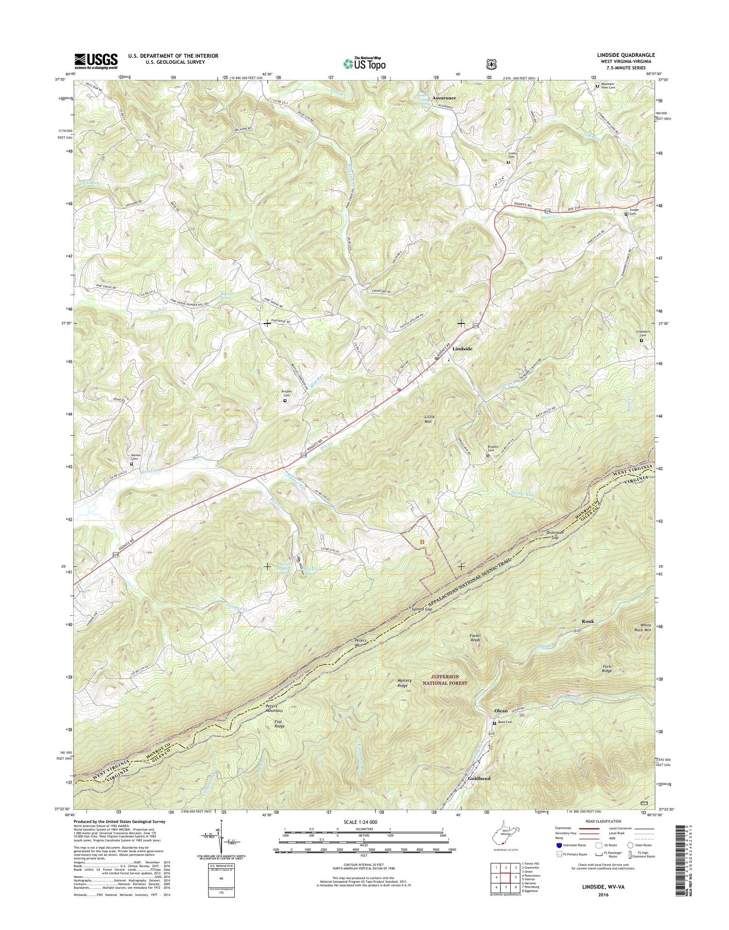 Lindside West Virginia US Topo Map Image