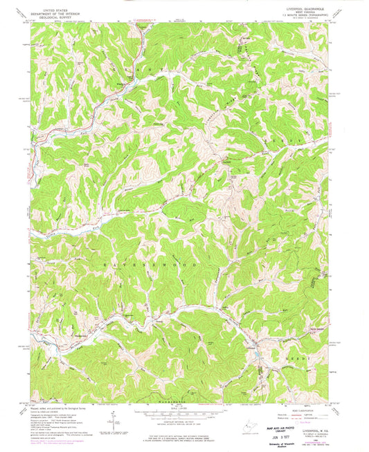 Classic USGS Liverpool West Virginia 7.5'x7.5' Topo Map Image