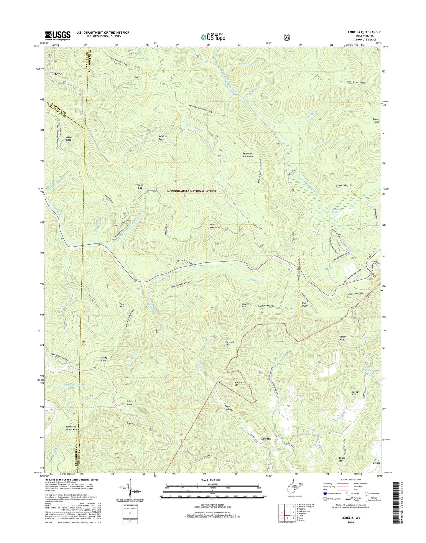 Lobelia West Virginia US Topo Map Image