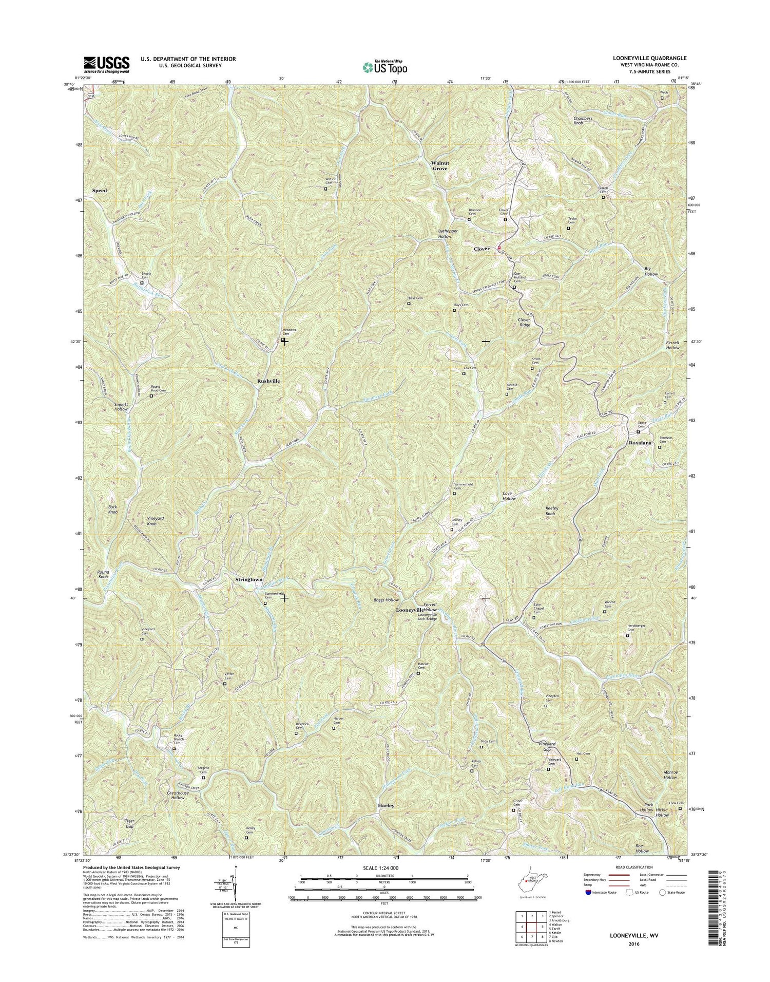 Looneyville West Virginia US Topo Map Image