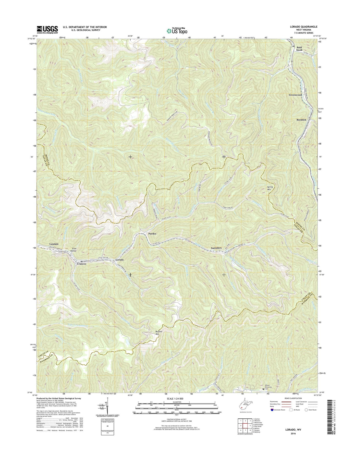 Lorado West Virginia US Topo Map Image