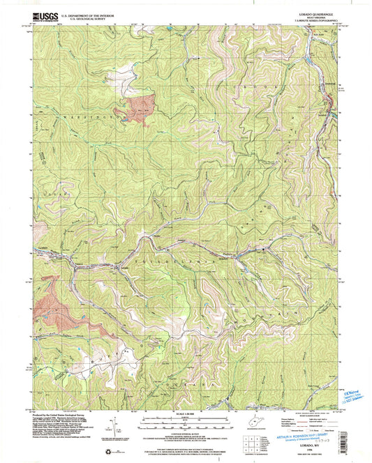 Classic USGS Lorado West Virginia 7.5'x7.5' Topo Map Image