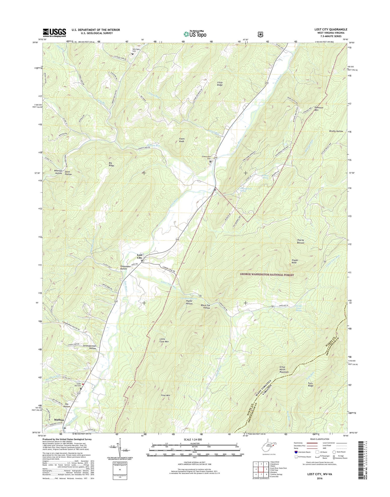 Lost City West Virginia US Topo Map Image