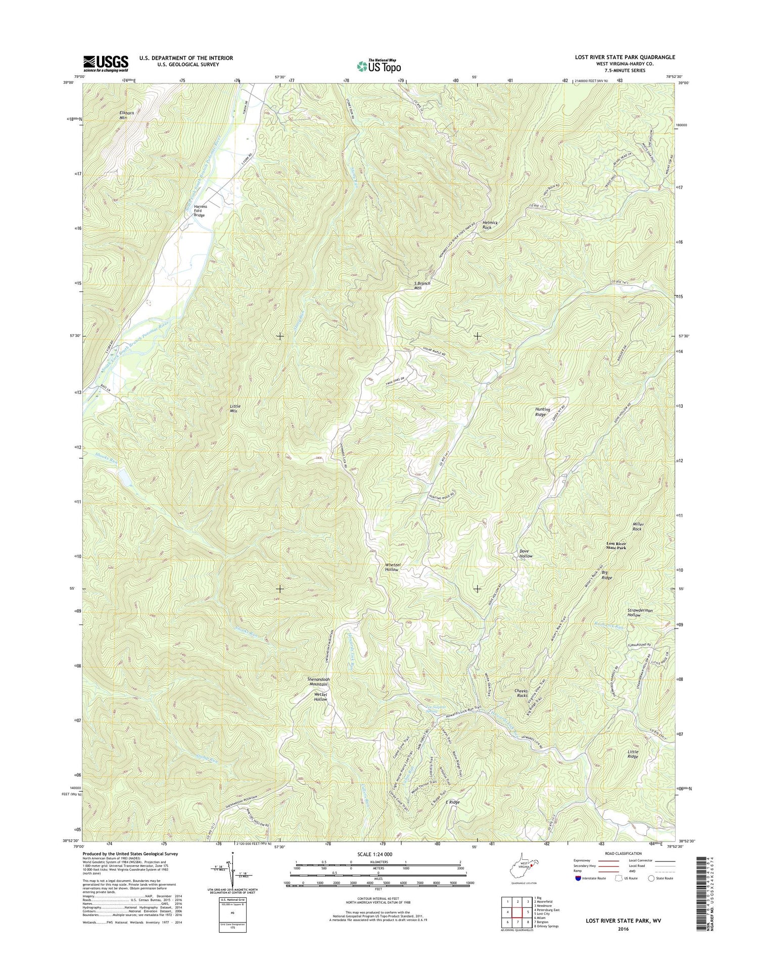 Lost River State Park West Virginia US Topo Map Image