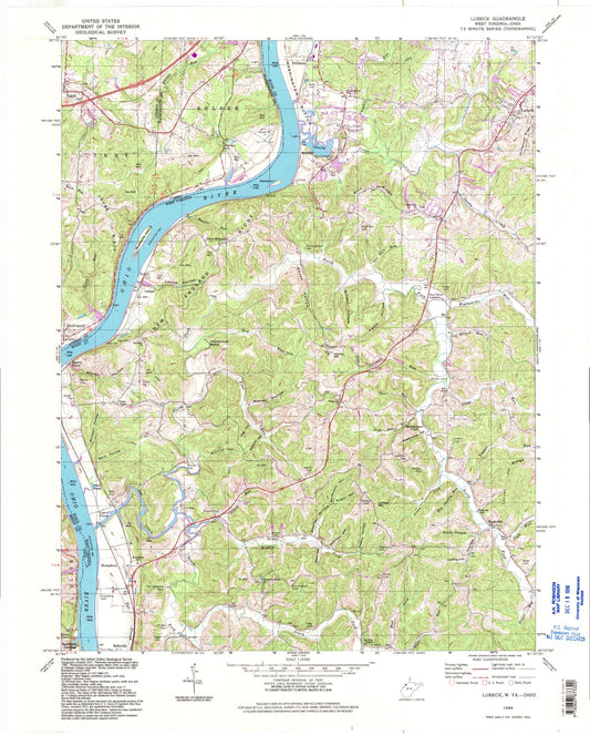 Classic USGS Lubeck West Virginia 7.5'x7.5' Topo Map Image