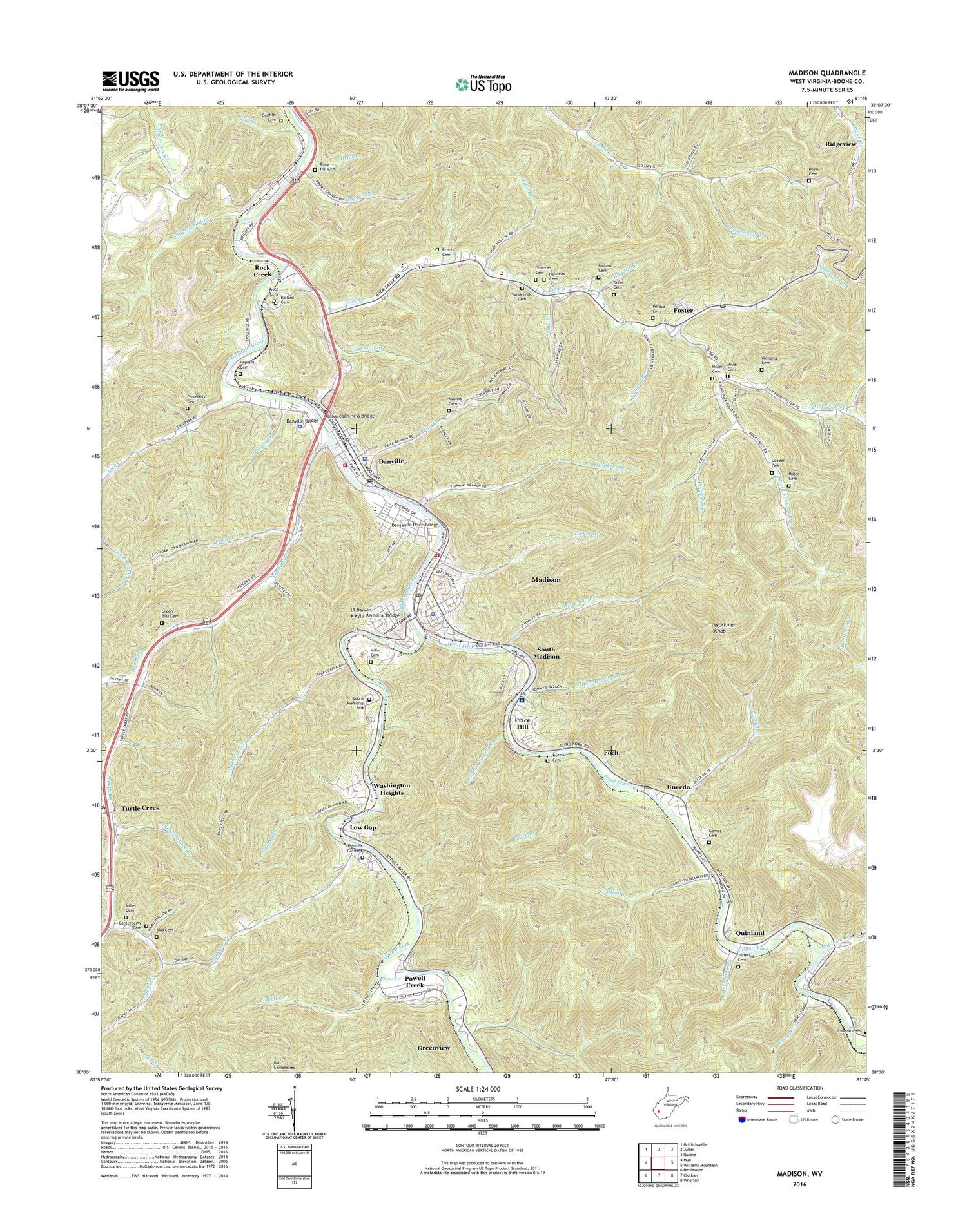 Madison West Virginia US Topo Map Image