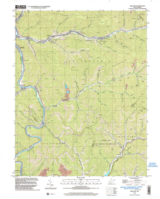 Classic USGS Mallory West Virginia 7.5'x7.5' Topo Map Image
