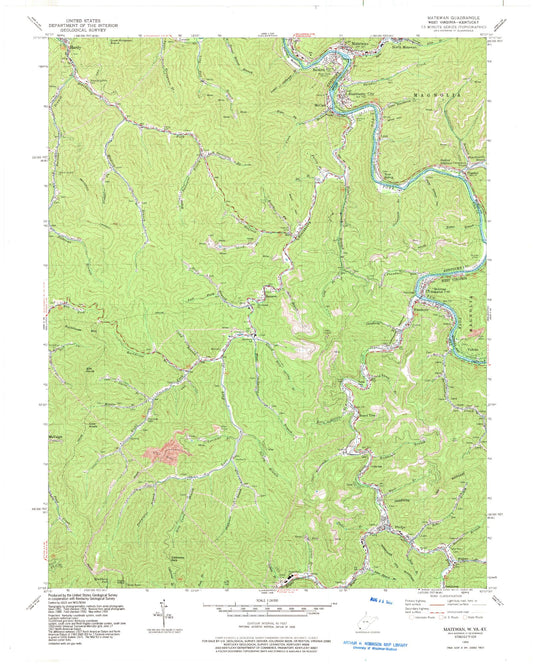 Classic USGS Matewan West Virginia 7.5'x7.5' Topo Map Image