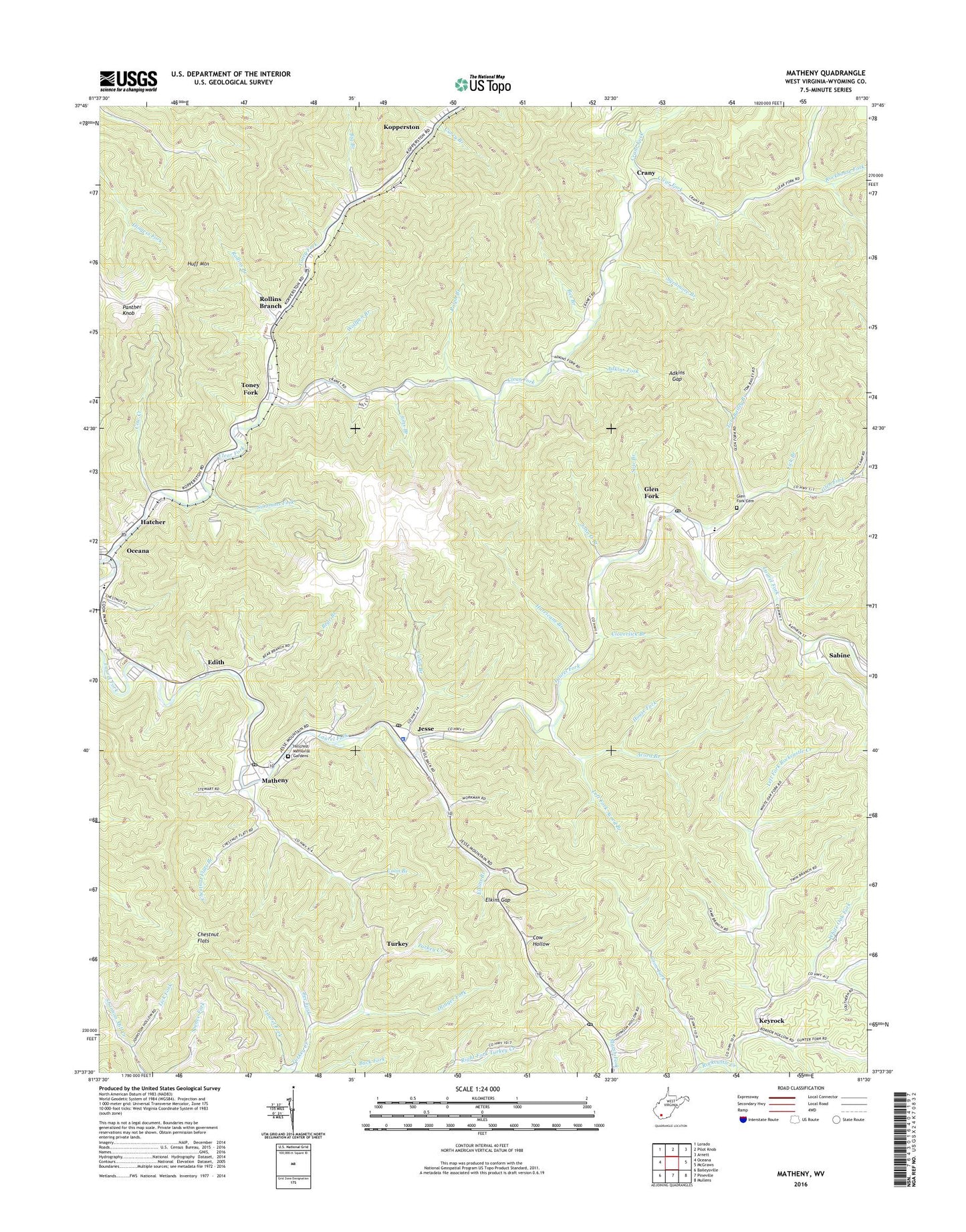 Matheny West Virginia US Topo Map Image