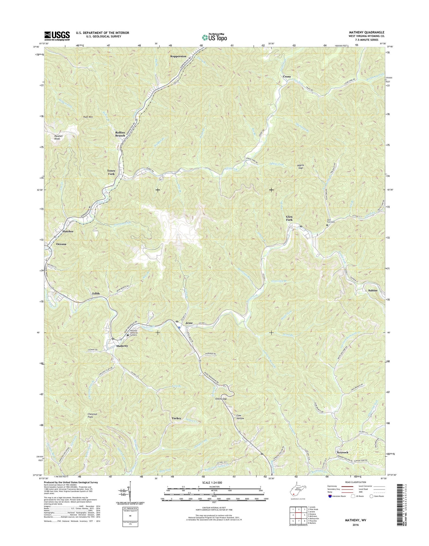 Matheny West Virginia US Topo Map Image