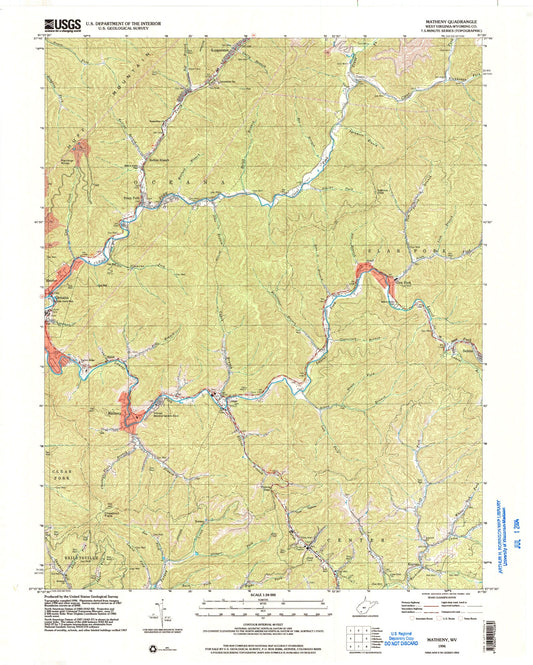 Classic USGS Matheny West Virginia 7.5'x7.5' Topo Map Image