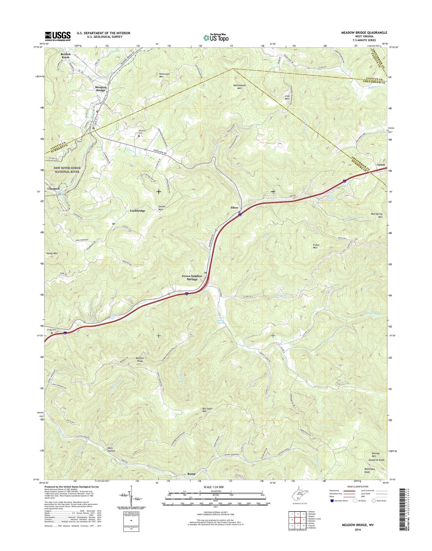 Meadow Bridge West Virginia US Topo Map Image