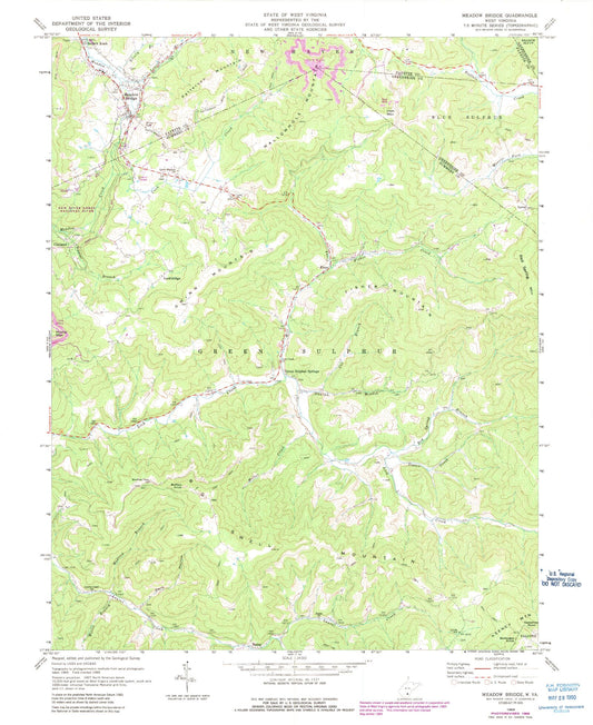 Classic USGS Meadow Bridge West Virginia 7.5'x7.5' Topo Map Image