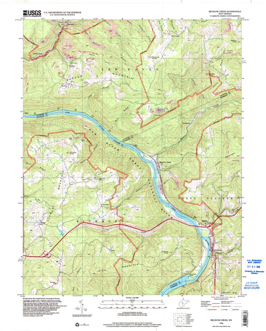 Classic USGS Meadow Creek West Virginia 7.5'x7.5' Topo Map Image