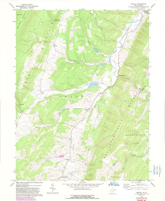 Classic USGS Medley West Virginia 7.5'x7.5' Topo Map Image
