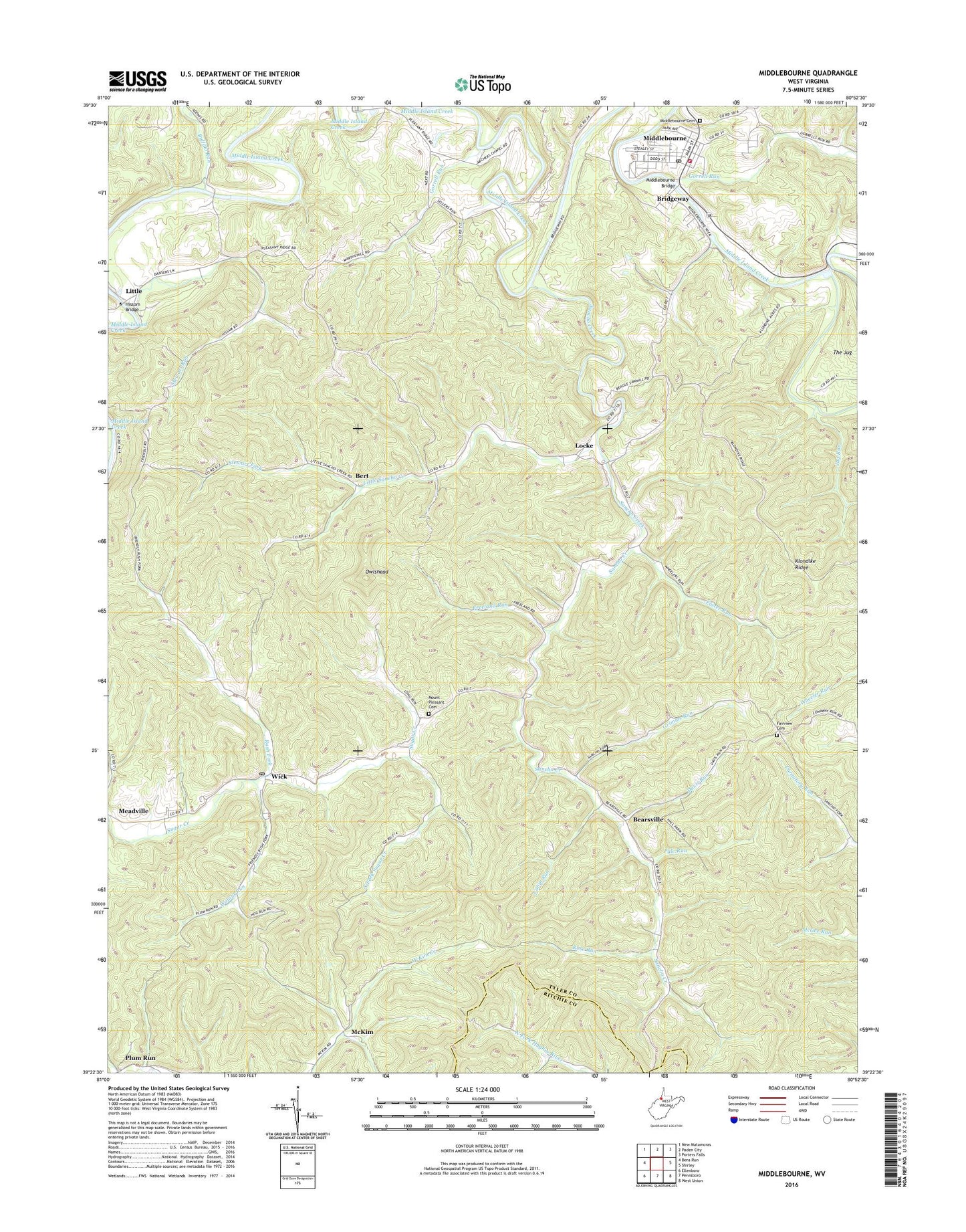 Middlebourne West Virginia US Topo Map Image