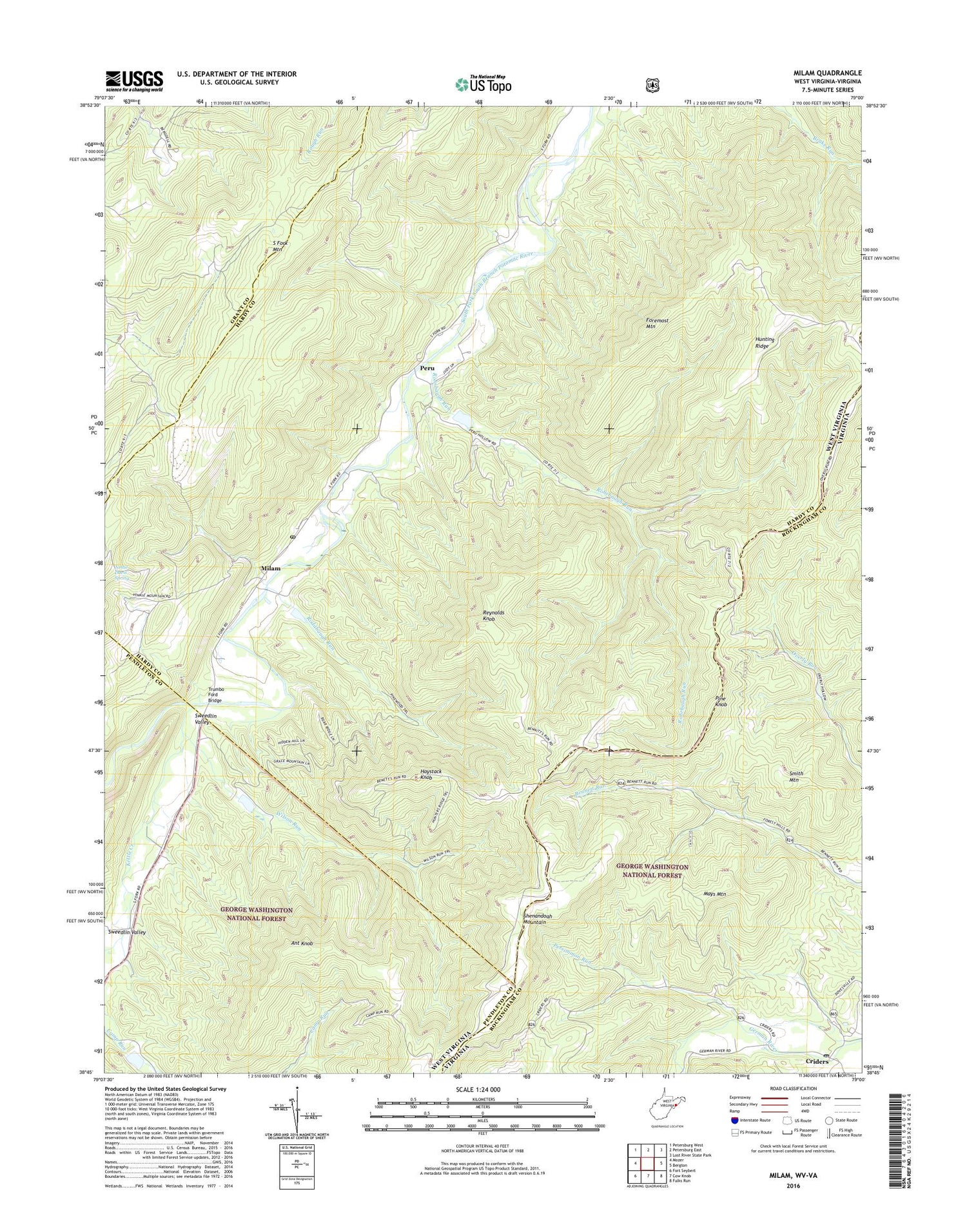 Milam West Virginia US Topo Map Image