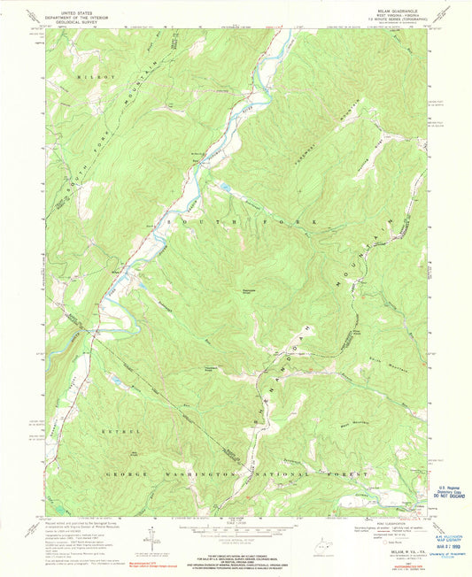 Classic USGS Milam West Virginia 7.5'x7.5' Topo Map Image