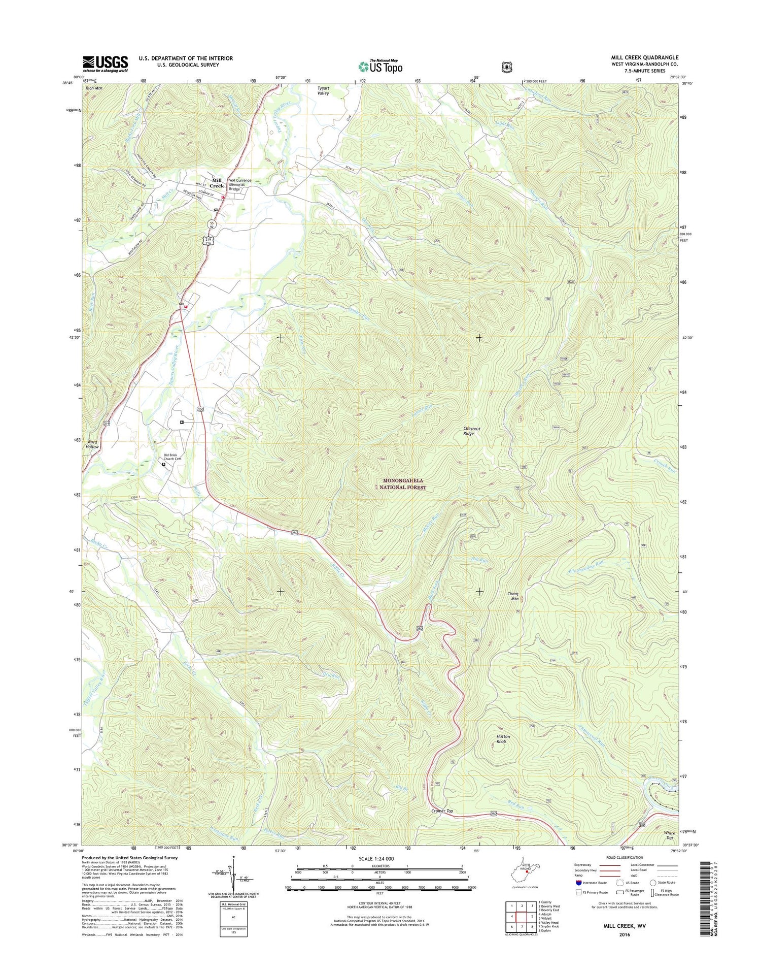 Mill Creek West Virginia US Topo Map Image