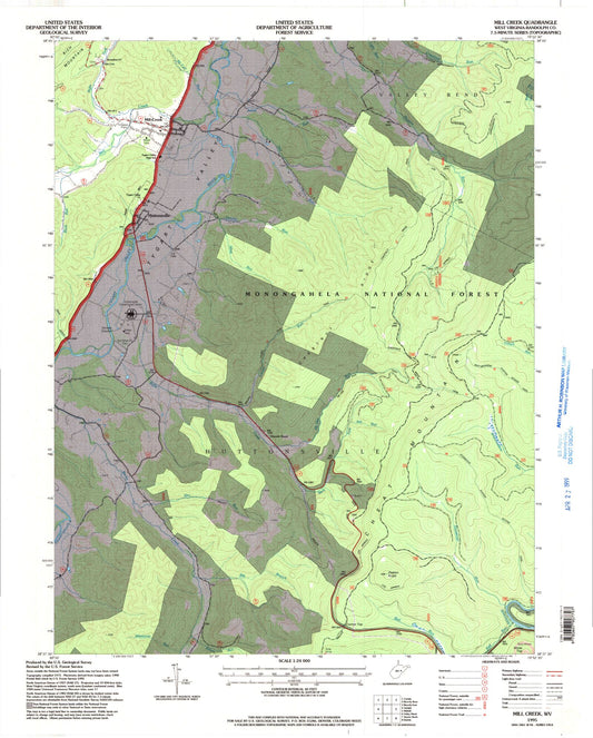 Classic USGS Mill Creek West Virginia 7.5'x7.5' Topo Map Image