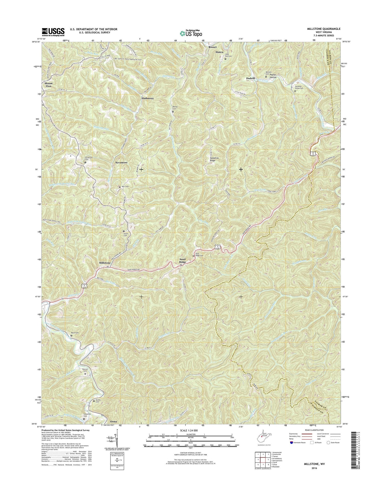 Millstone West Virginia US Topo Map Image