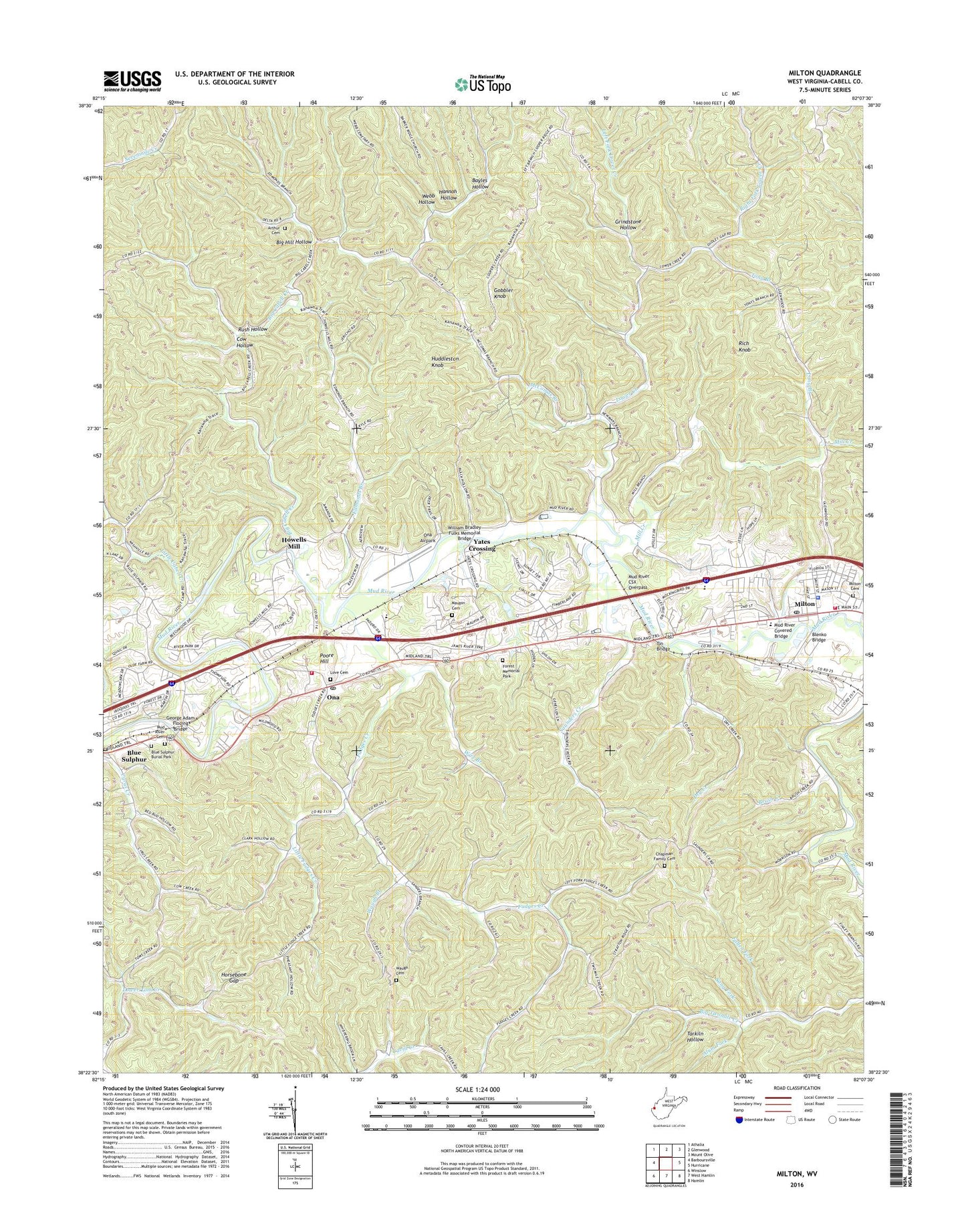 Milton West Virginia US Topo Map Image
