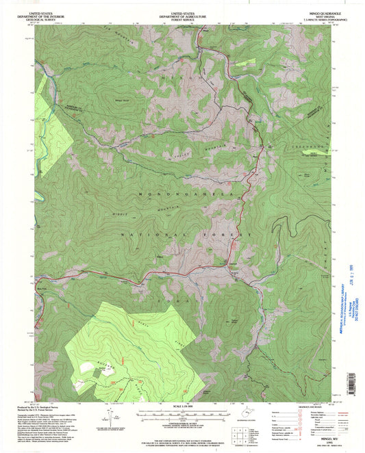 Classic USGS Mingo West Virginia 7.5'x7.5' Topo Map Image