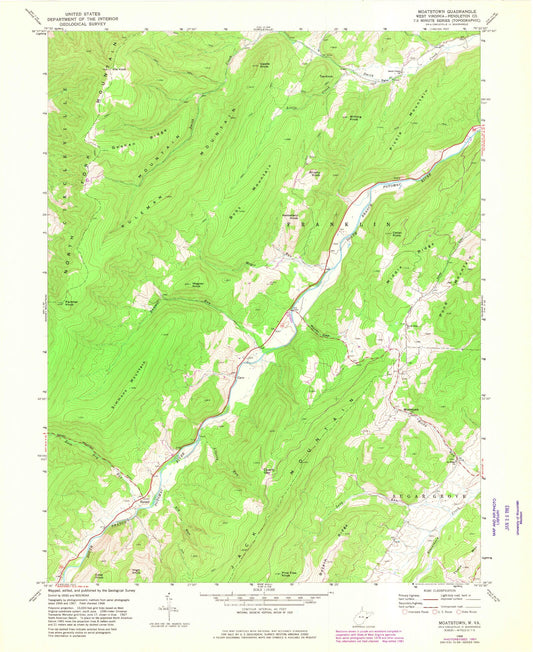 Classic USGS Moatstown West Virginia 7.5'x7.5' Topo Map Image