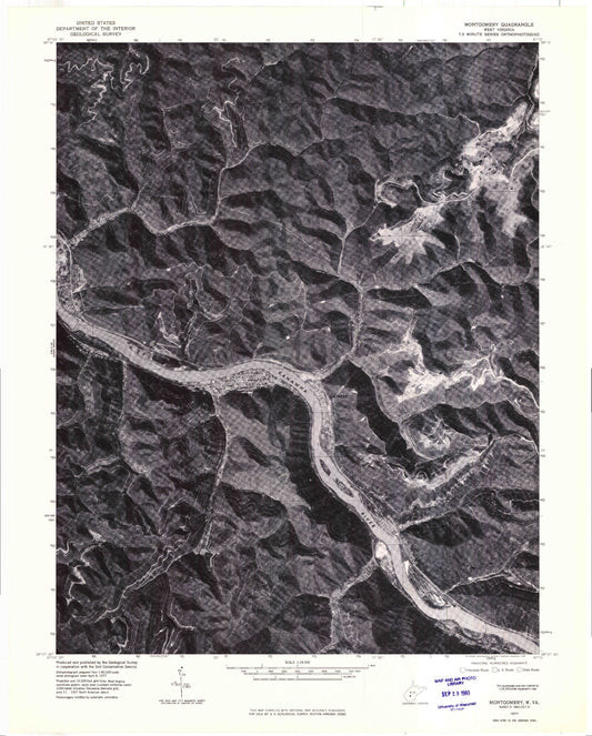 Classic USGS Montgomery West Virginia 7.5'x7.5' Topo Map Image