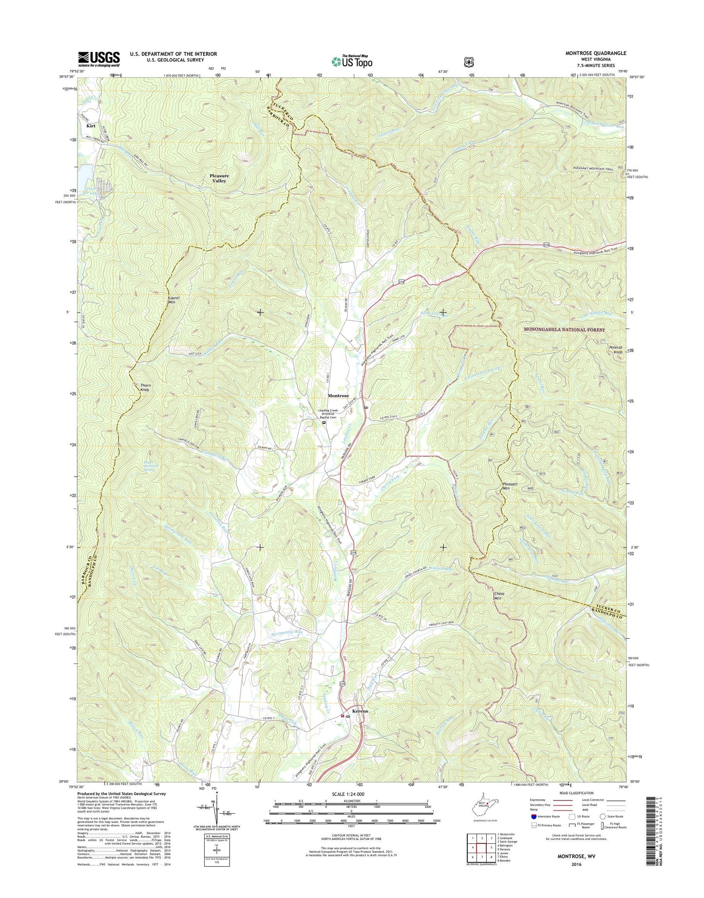 Montrose West Virginia US Topo Map Image