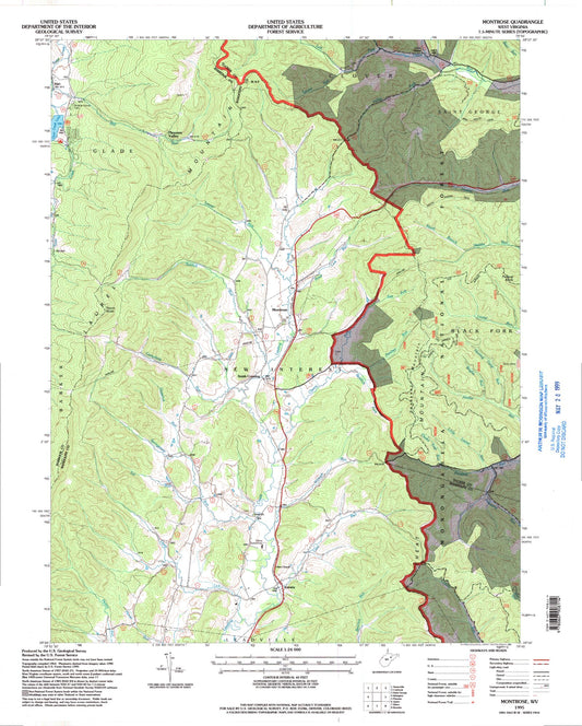 Classic USGS Montrose West Virginia 7.5'x7.5' Topo Map Image