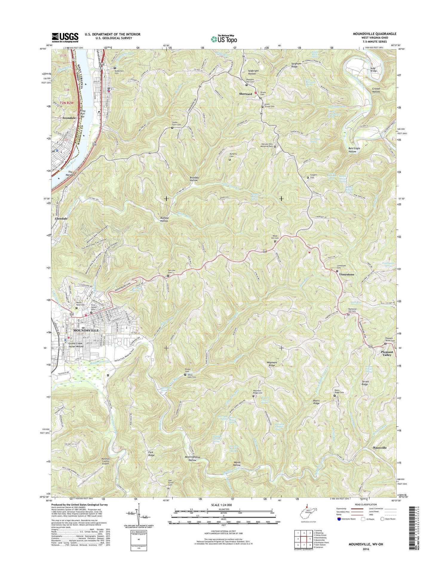 Moundsville West Virginia US Topo Map Image