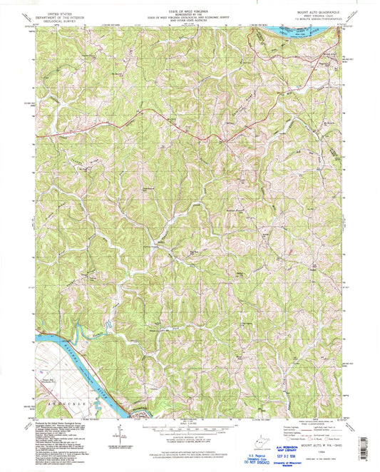 Classic USGS Mount Alto West Virginia 7.5'x7.5' Topo Map Image