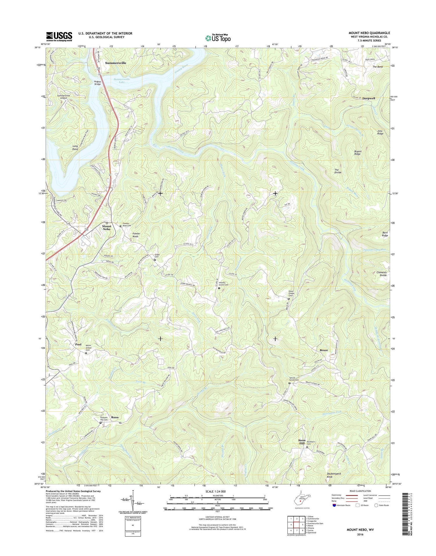 Mount Nebo West Virginia US Topo Map Image