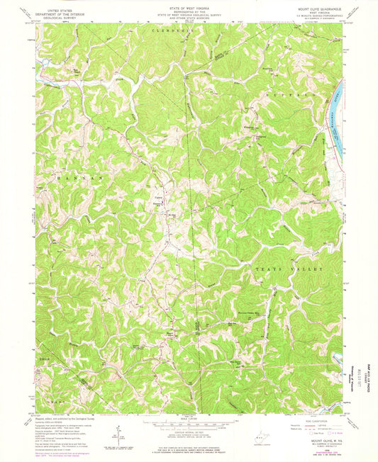 Classic USGS Mount Olive West Virginia 7.5'x7.5' Topo Map Image