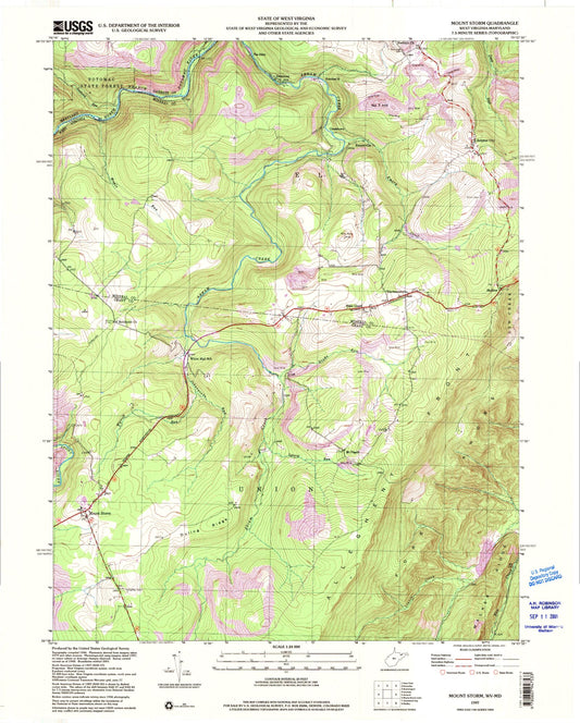 Classic USGS Mount Storm West Virginia 7.5'x7.5' Topo Map Image