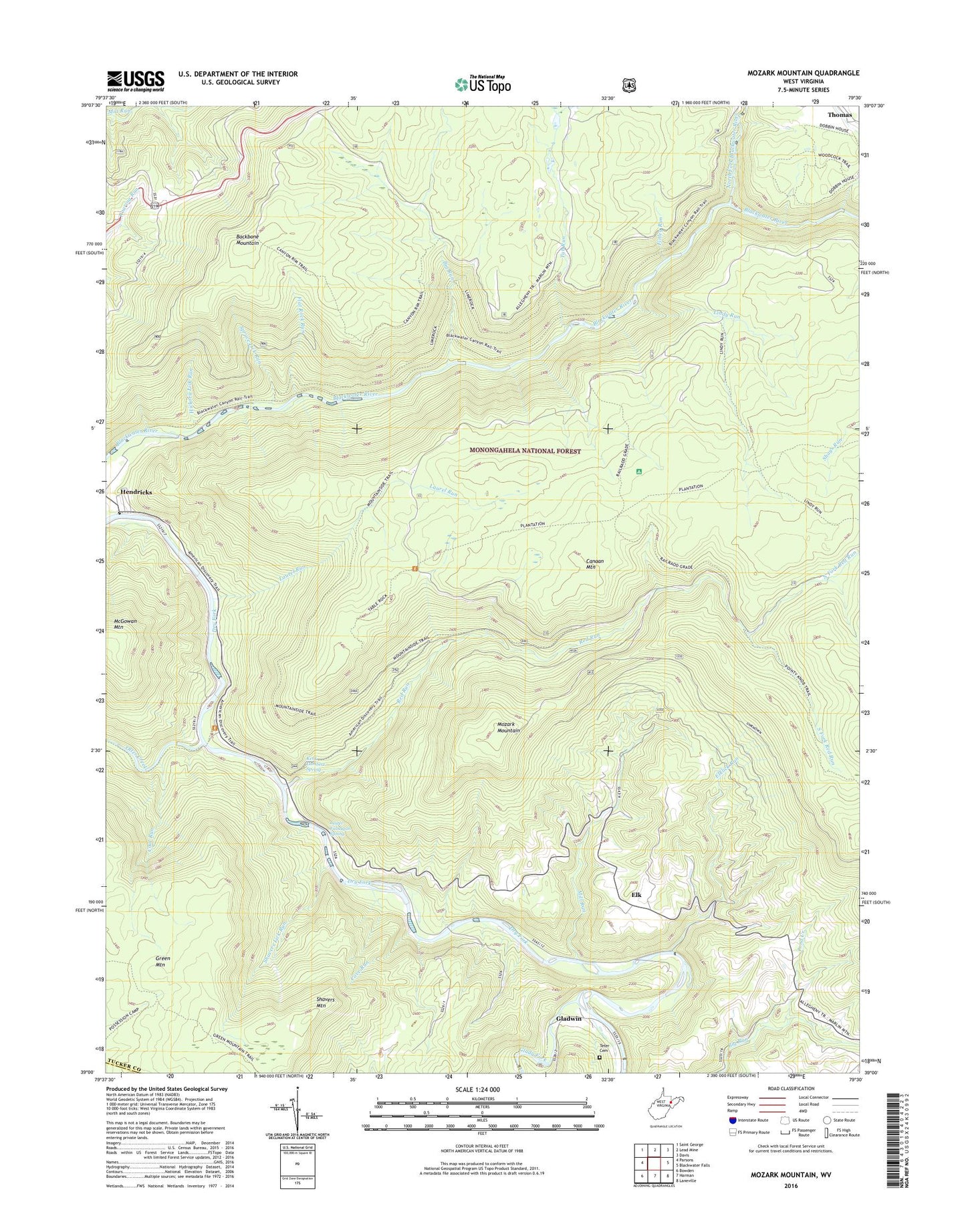 Mozark Mountain West Virginia US Topo Map Image