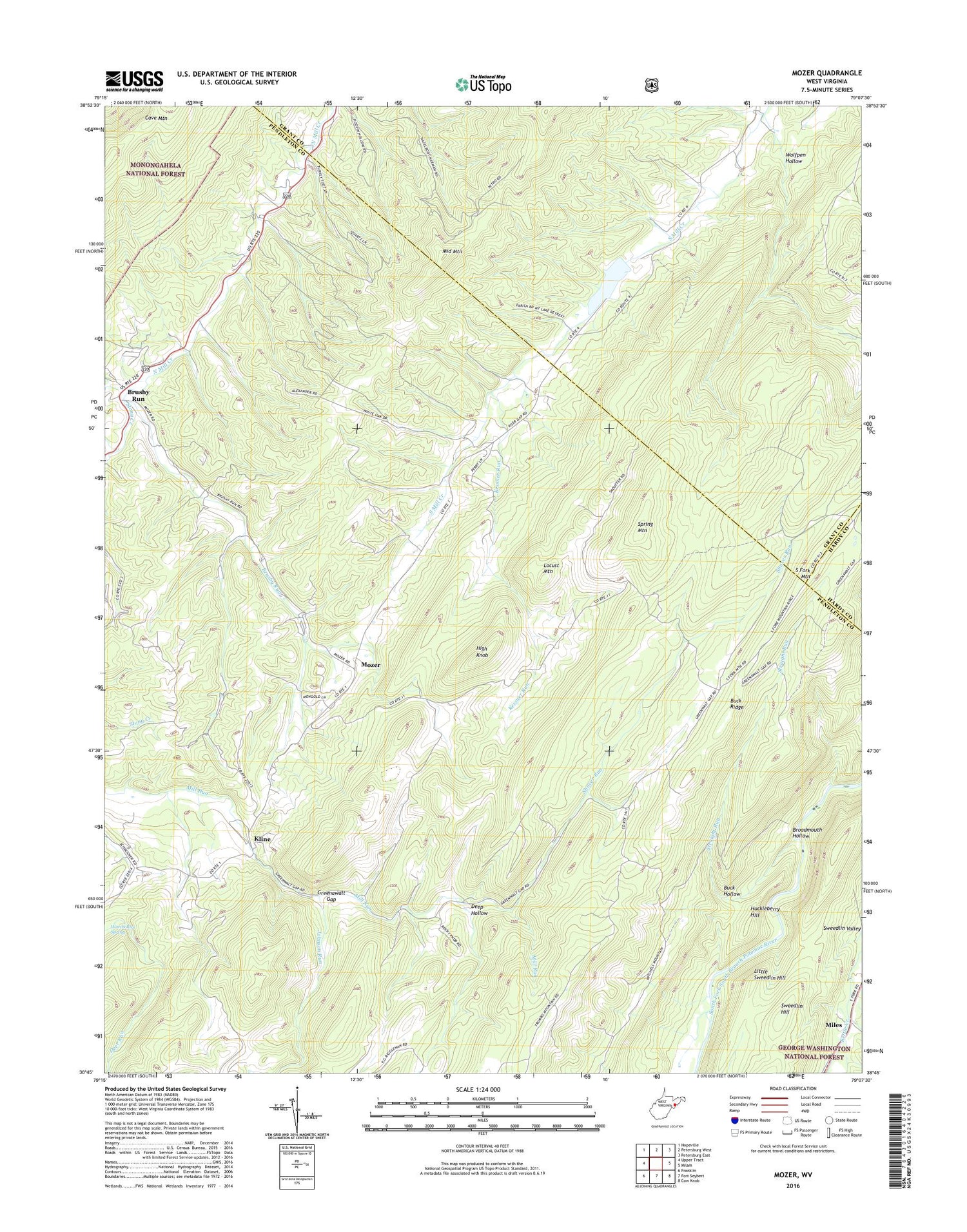 Mozer West Virginia US Topo Map Image