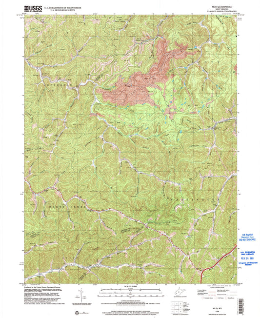 Classic USGS Mud West Virginia 7.5'x7.5' Topo Map Image