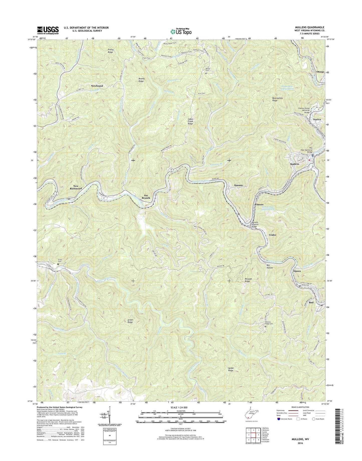 Mullens West Virginia US Topo Map Image