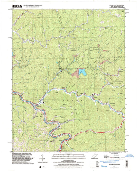 Classic USGS Naugatuck West Virginia 7.5'x7.5' Topo Map Image