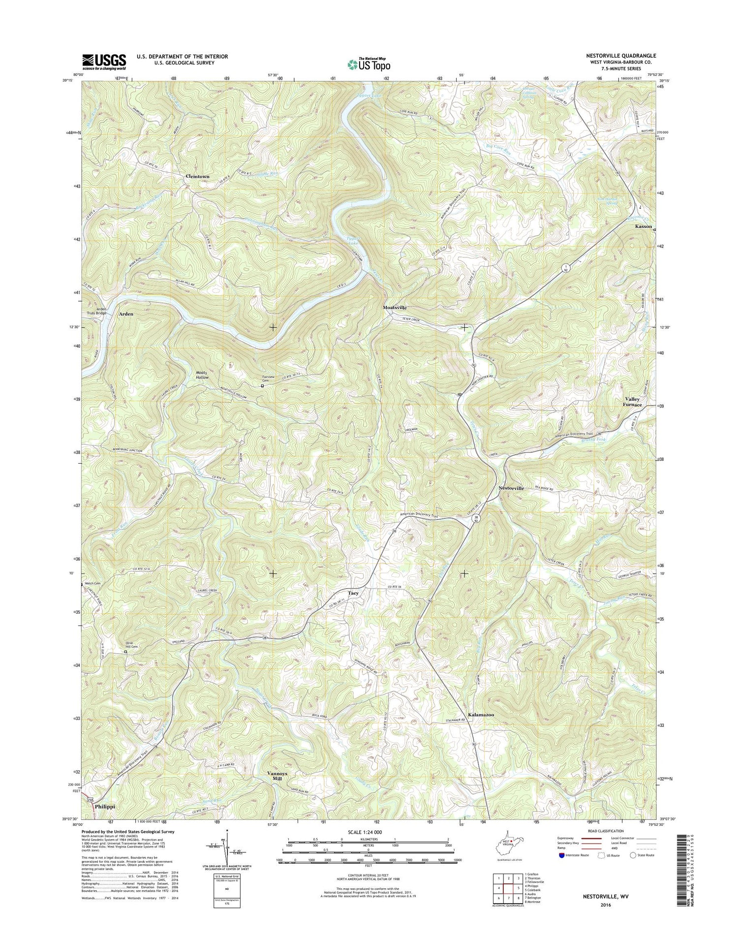 Nestorville West Virginia US Topo Map Image