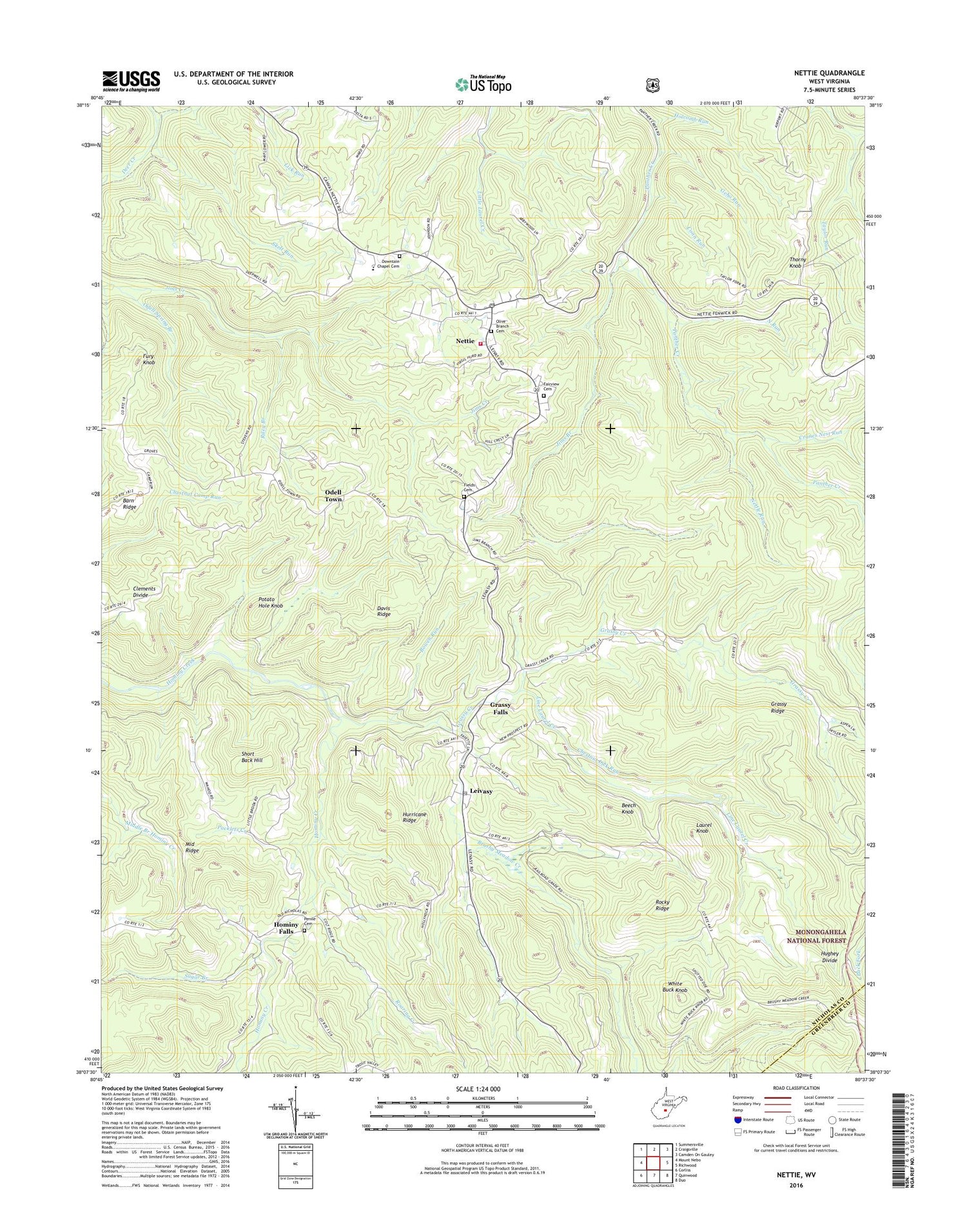 Nettie West Virginia US Topo Map Image