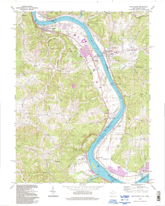 Classic USGS New Haven West Virginia 7.5'x7.5' Topo Map Image