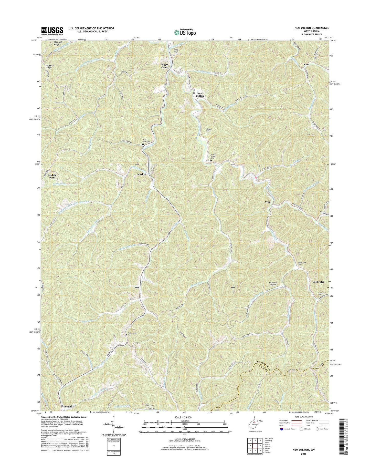 New Milton West Virginia US Topo Map Image