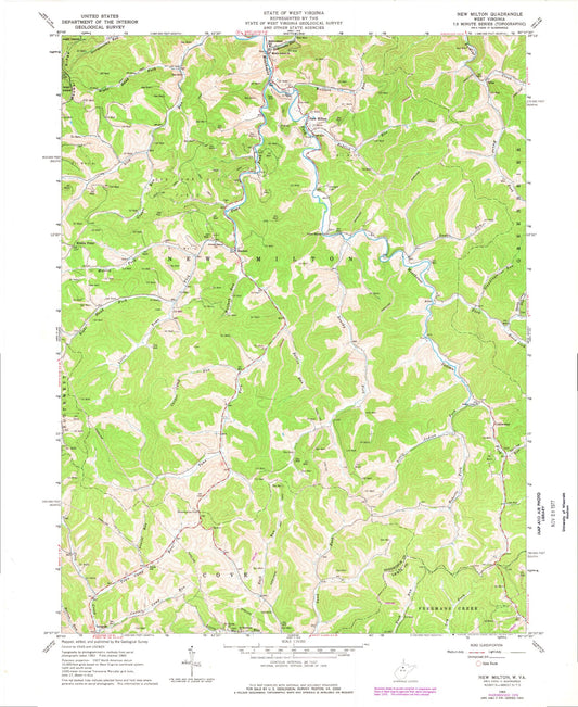 Classic USGS New Milton West Virginia 7.5'x7.5' Topo Map Image