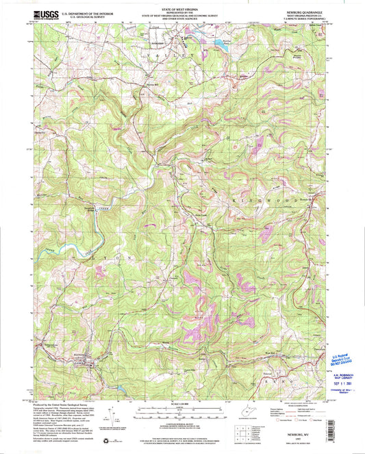 Classic USGS Newburg West Virginia 7.5'x7.5' Topo Map Image
