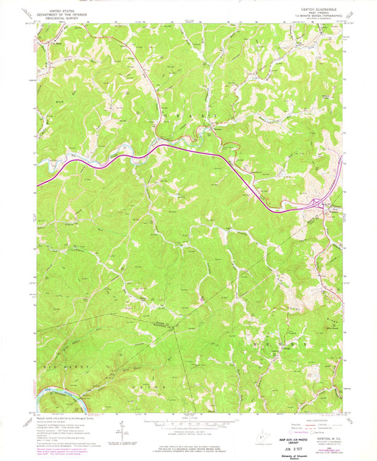 Classic USGS Newton West Virginia 7.5'x7.5' Topo Map Image