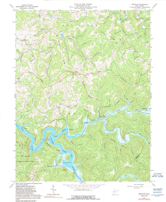 Classic USGS Newville West Virginia 7.5'x7.5' Topo Map Image