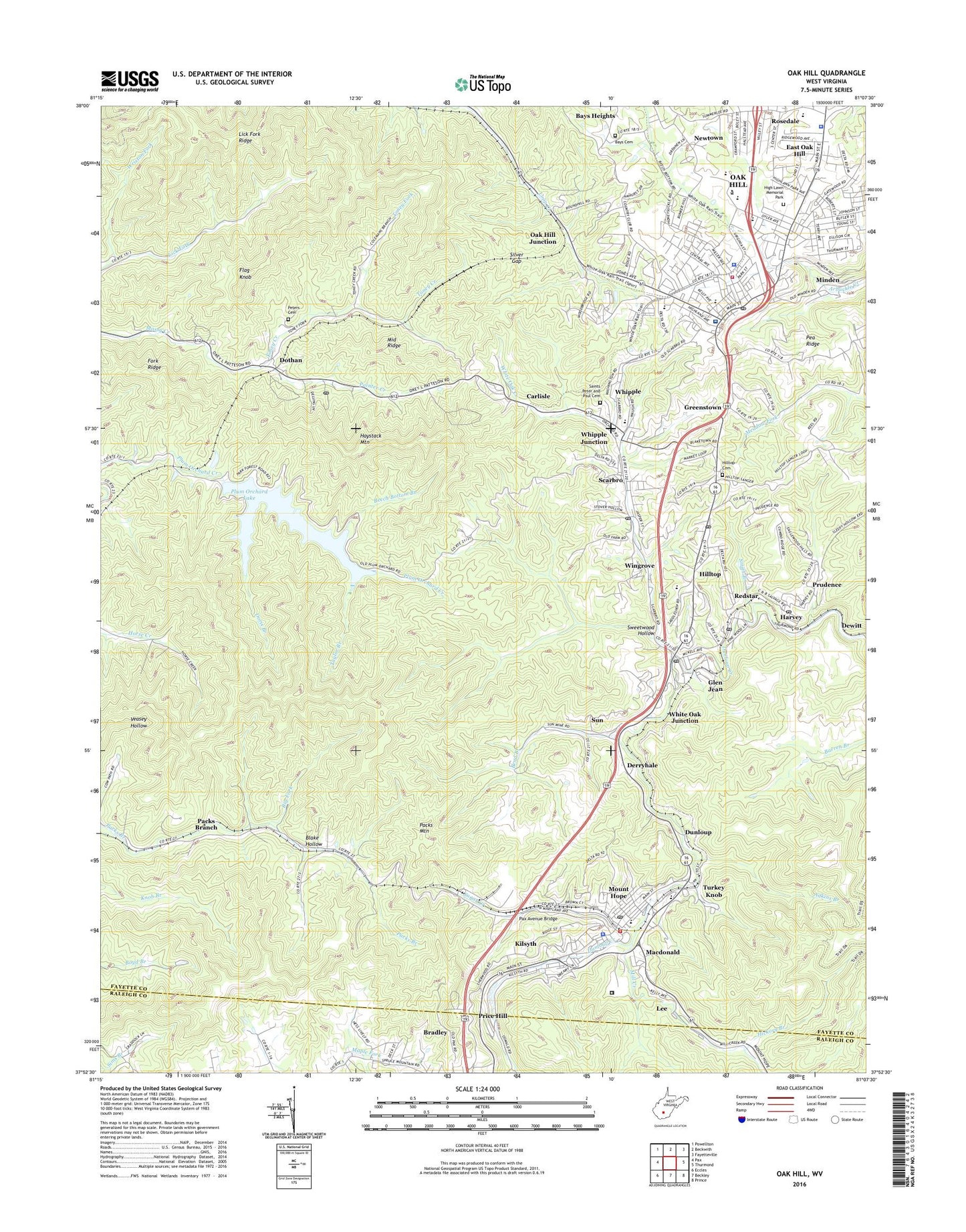 Oak Hill West Virginia US Topo Map Image